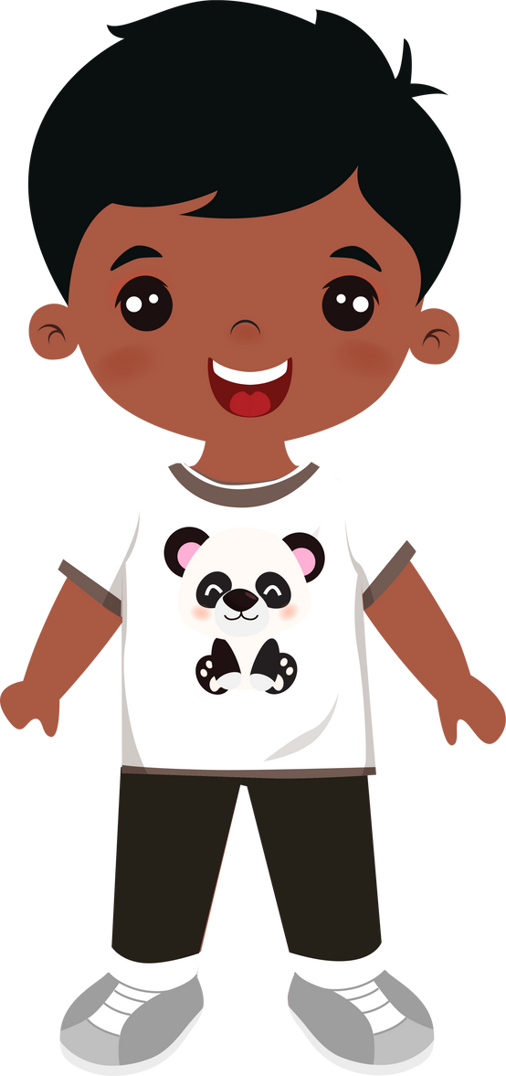 Cute Little Boy Wearing Panda Shirt Illustration